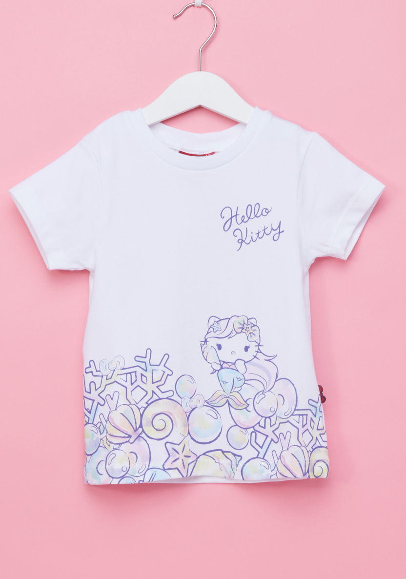 Hello Kitty Printed Round Neck T-shirt-T Shirts-image-0