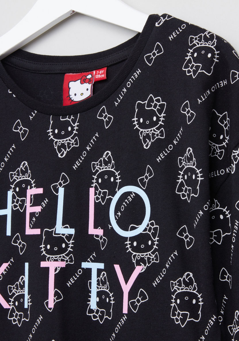 Hello Kitty Printed Face Sweat Dress-Dresses%2C Gowns and Frocks-image-1