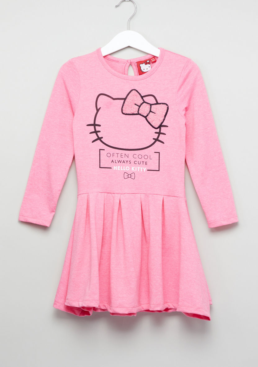 Hello Kitty Printed Long Sleeves Dress-Dresses%2C Gowns and Frocks-image-0