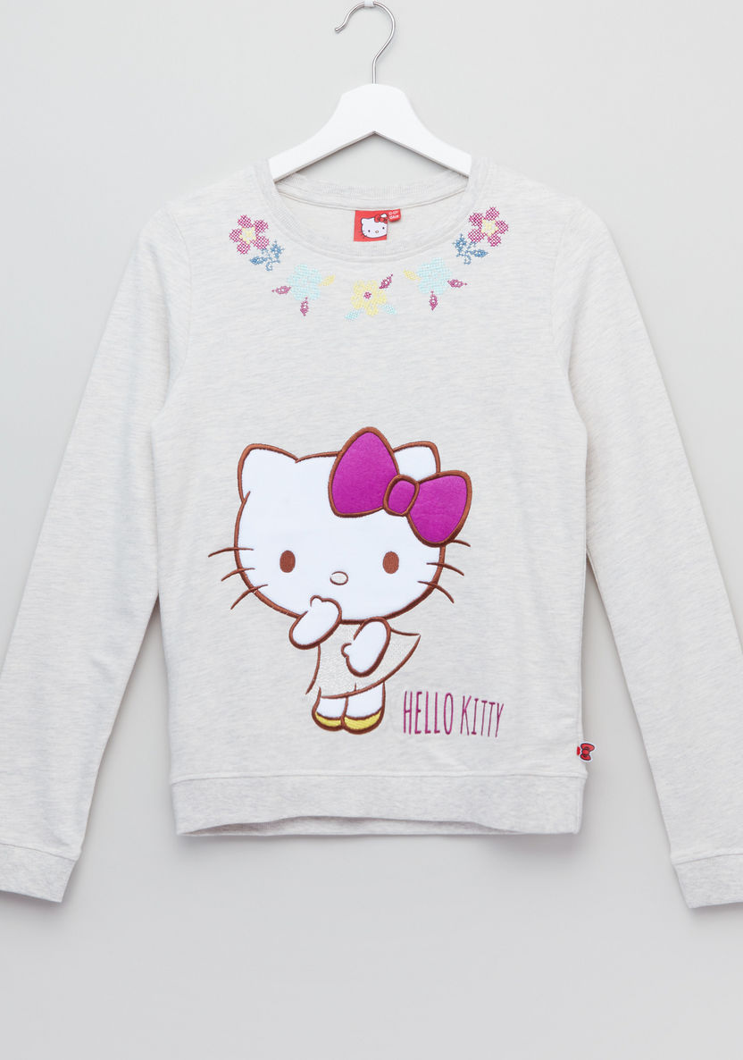 Hello Kitty Embroidered Long Sleeves Pullover-Sweaters and Cardigans-image-0