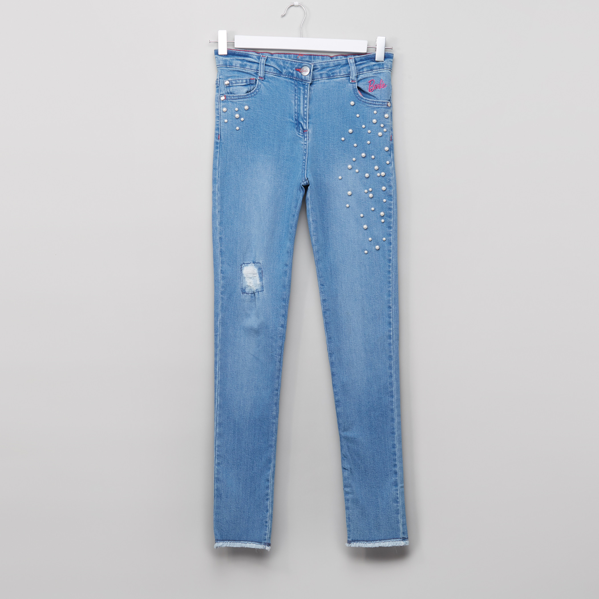 Barbie Skinny Jeans with Pearl Embroidery-girls-clothing-bottoms-jeansandjeggings-image-1