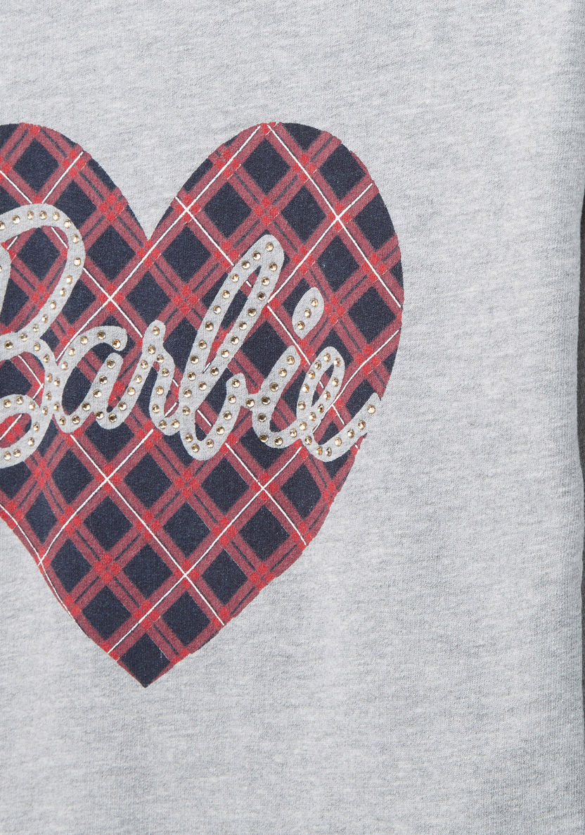Barbie Printed Pullover with Round Neck and Long Sleeves-Sweaters and Cardigans-image-1