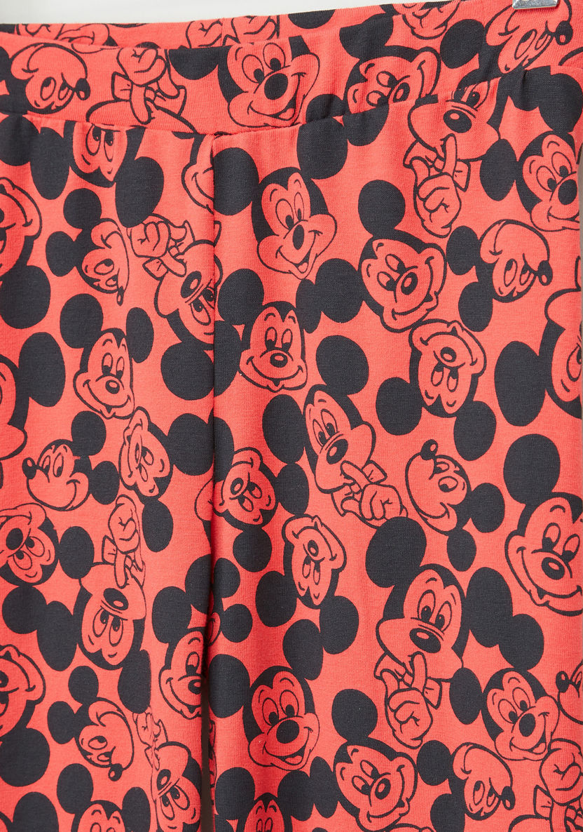 Mickey Mouse Printed Full Length Leggings with Elasticised Waistband-Leggings-image-1