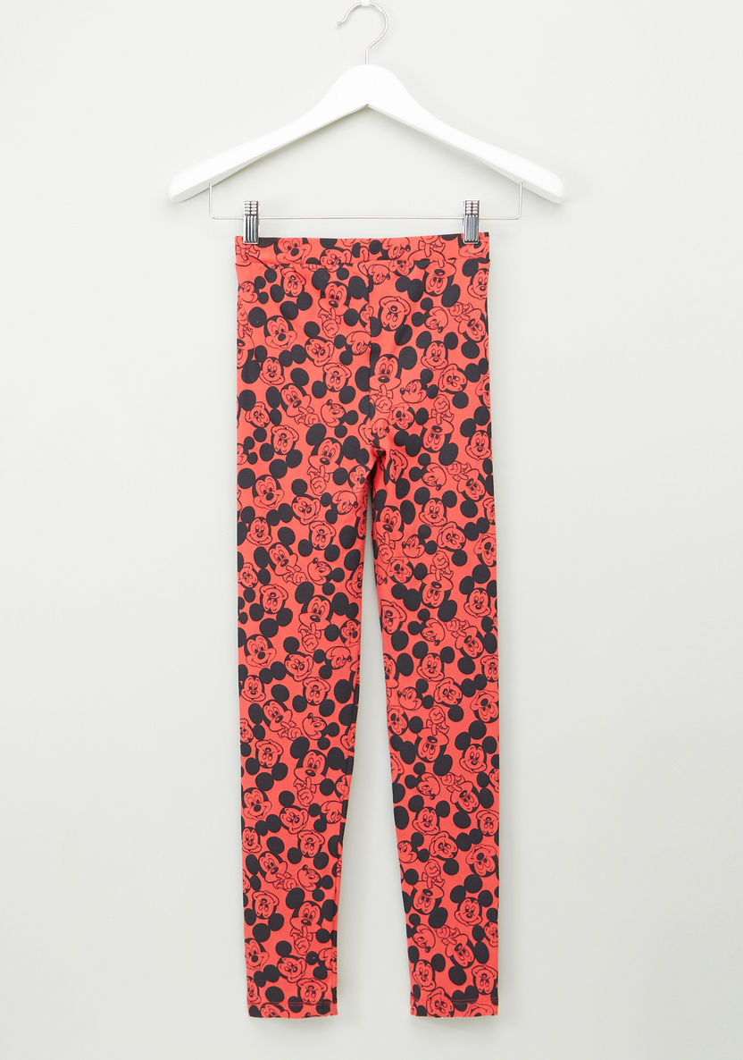 Mickey Mouse Printed Full Length Leggings with Elasticised Waistband-Leggings-image-2