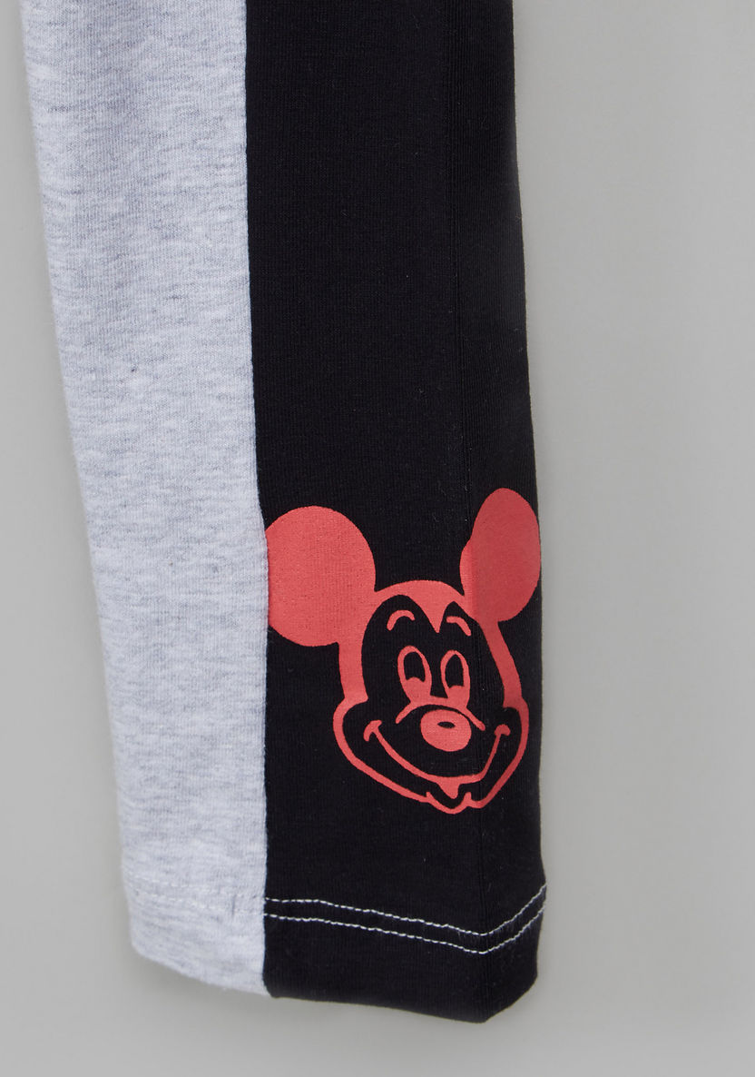 Mickey Mouse Printed Full Length Leggings with Elasticised Waistband-Leggings-image-1