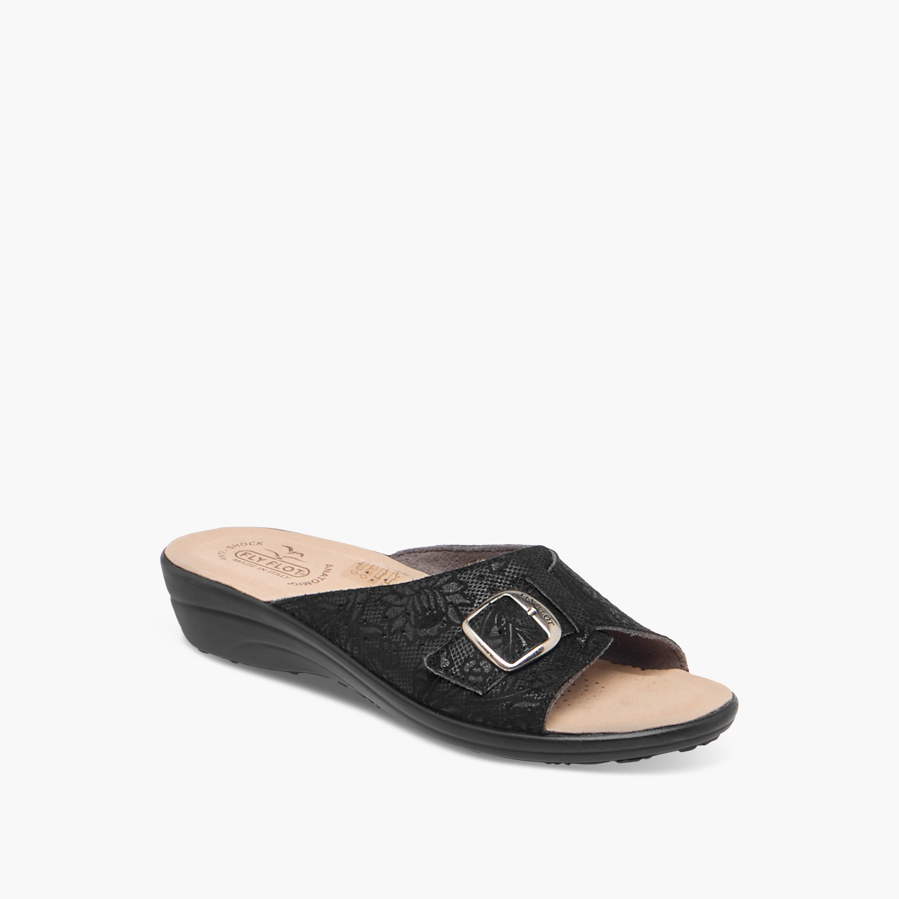 FlyFlot Buckle Accent Slip-On Comfort Sandals with Wedge Heels-women-shoes-sandals-heeled-image-2
