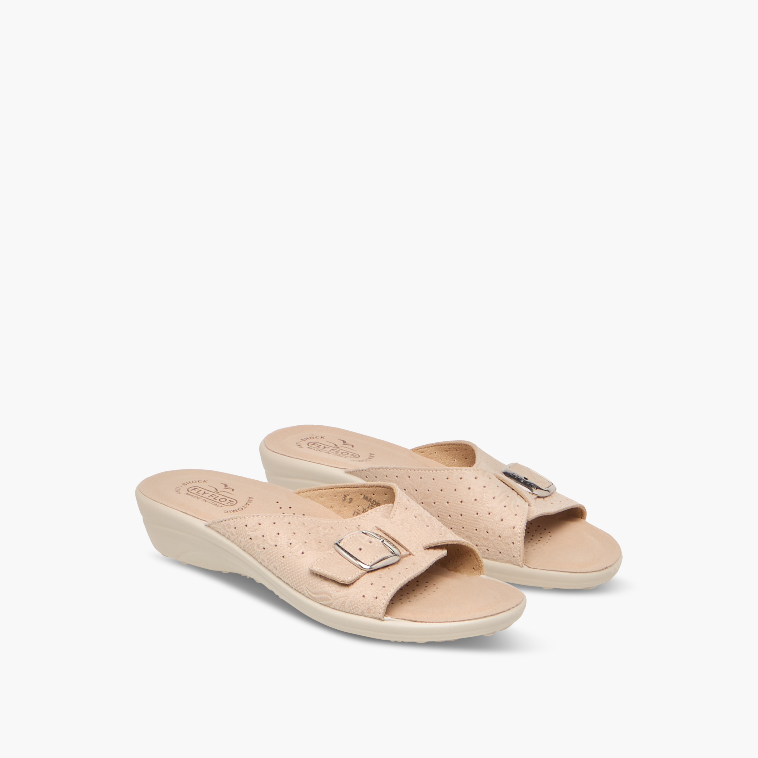 FlyFlot Perforated Slip-On Comfort Sandals with Wedge Heels-women-shoes-sandals-heeled-image-1