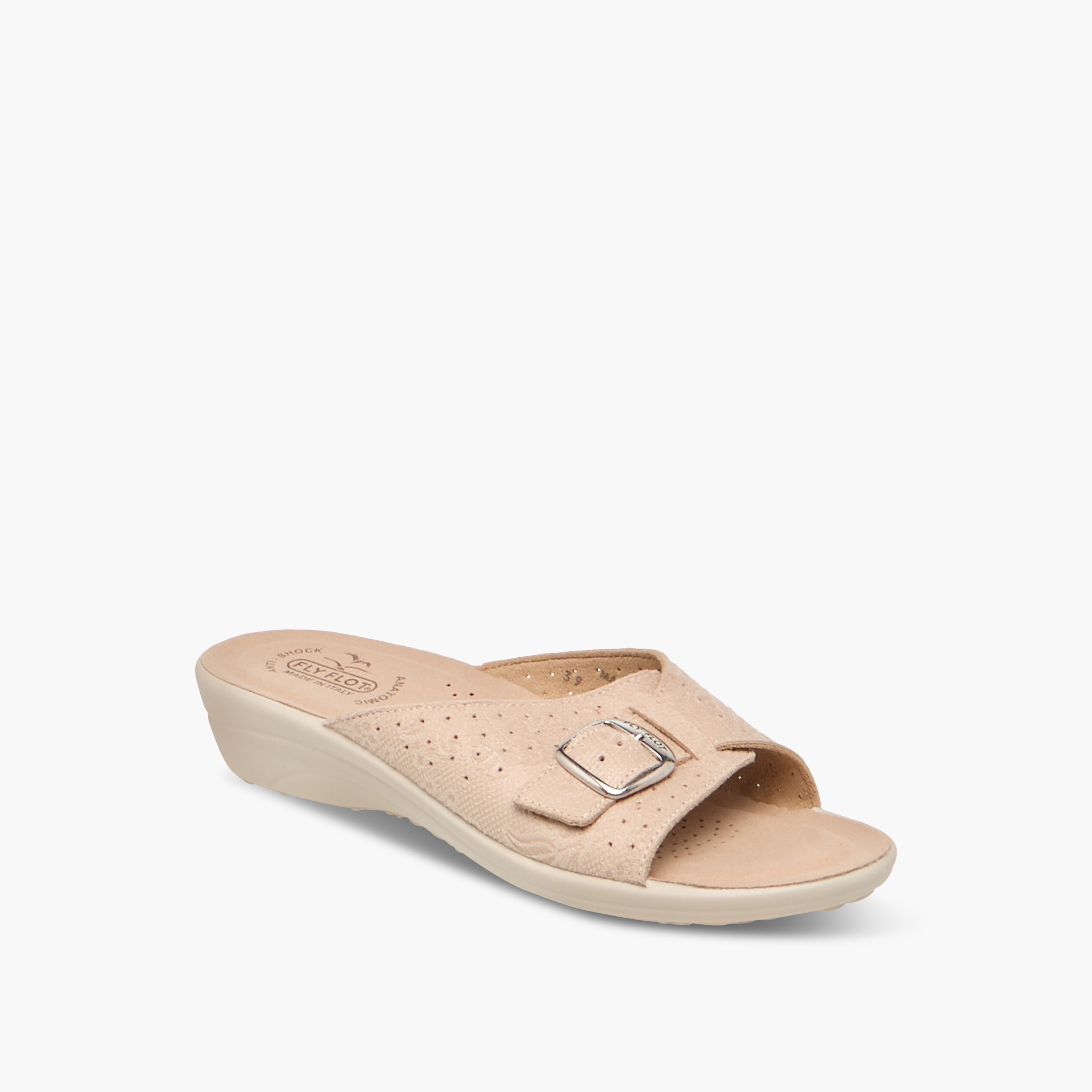 FlyFlot Perforated Slip-On Comfort Sandals with Wedge Heels-women-shoes-sandals-heeled-image-2