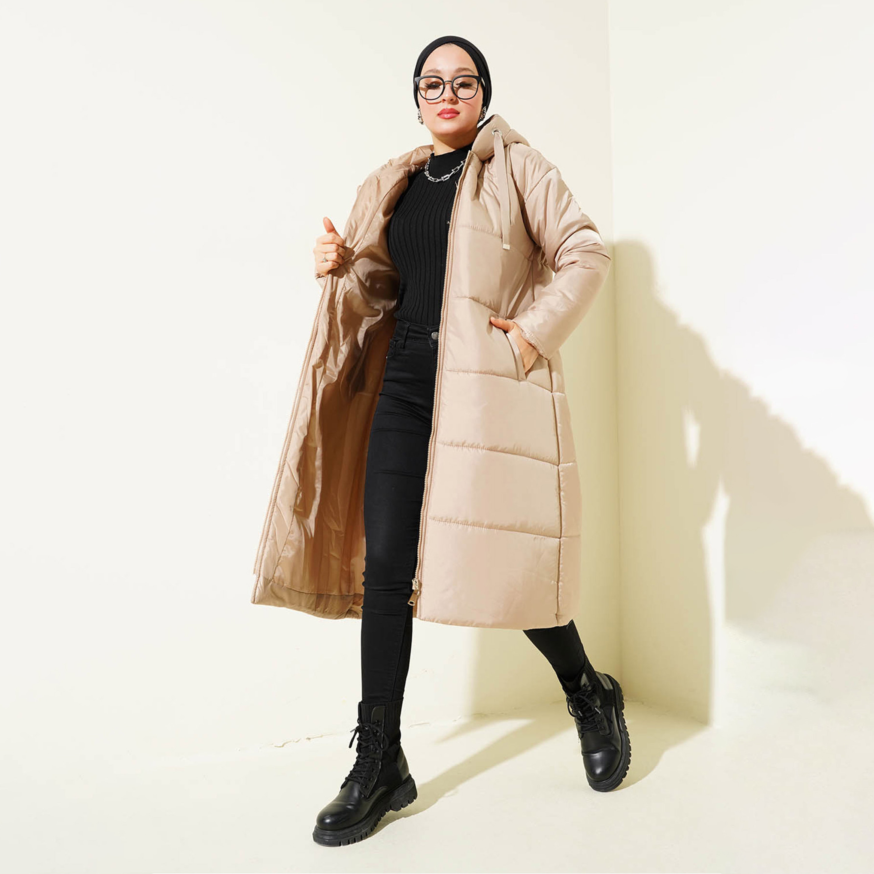 جاكيت منفوخ نسائي بقلنسوة مع حجاب من بيجدارت-women-clothing-coatsandjackets-jackets-image-3