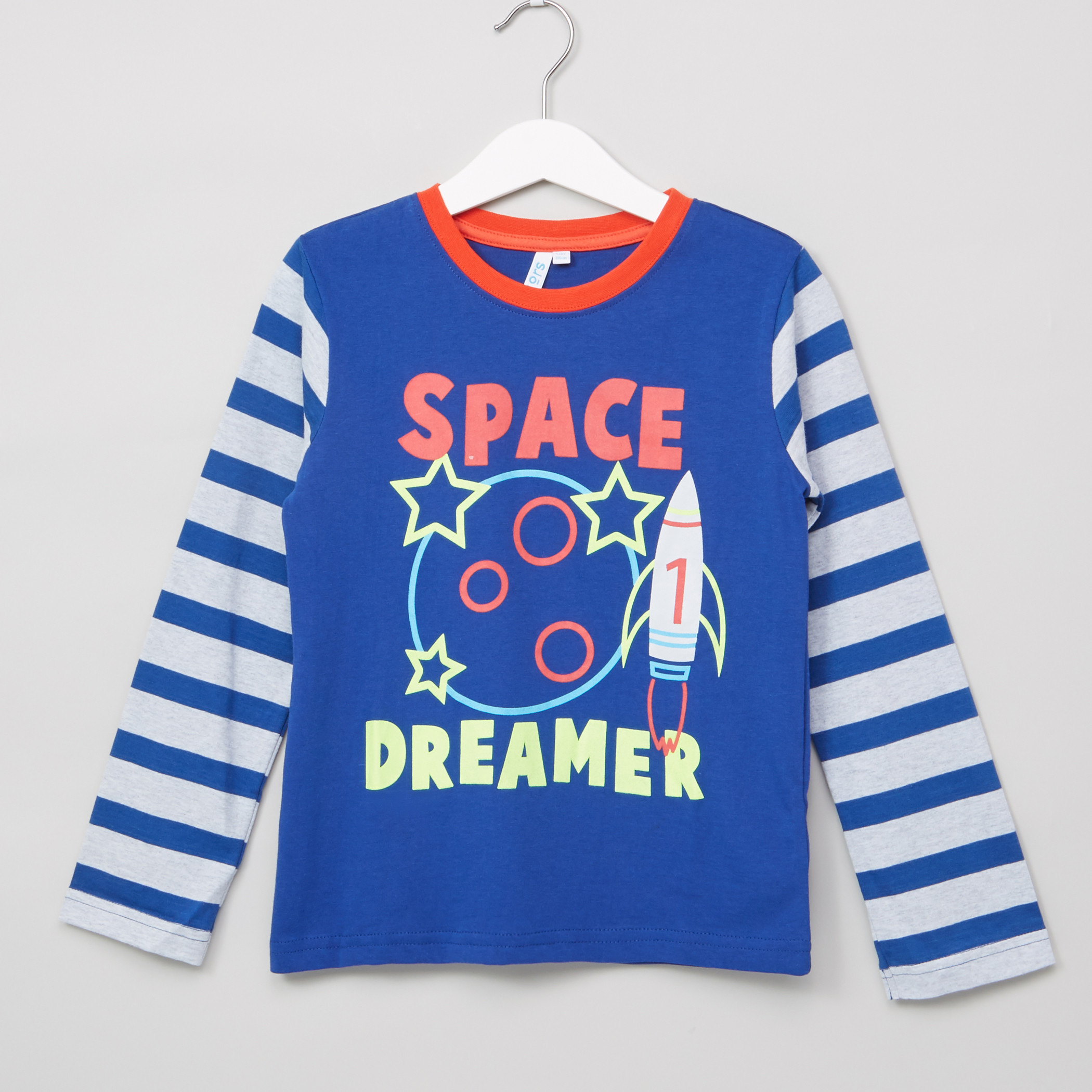 Juniors Printed T-Shirt with Full Length Jog Pants-boys-clothing-nightwear-image-2
