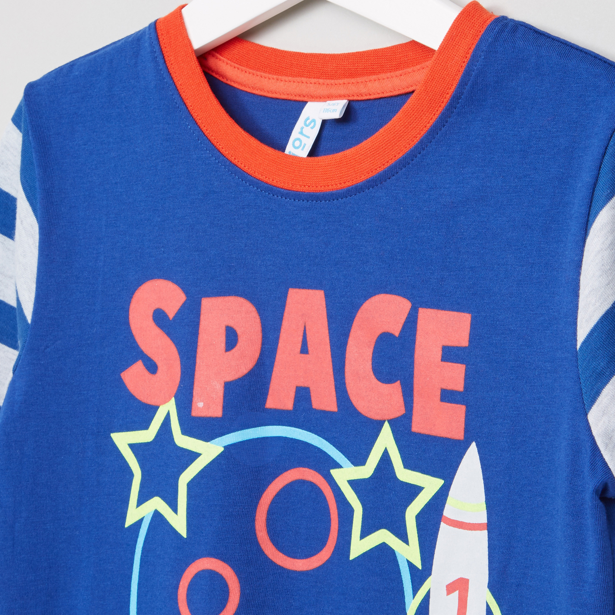 Juniors Printed T-Shirt with Full Length Jog Pants-boys-clothing-nightwear-image-3