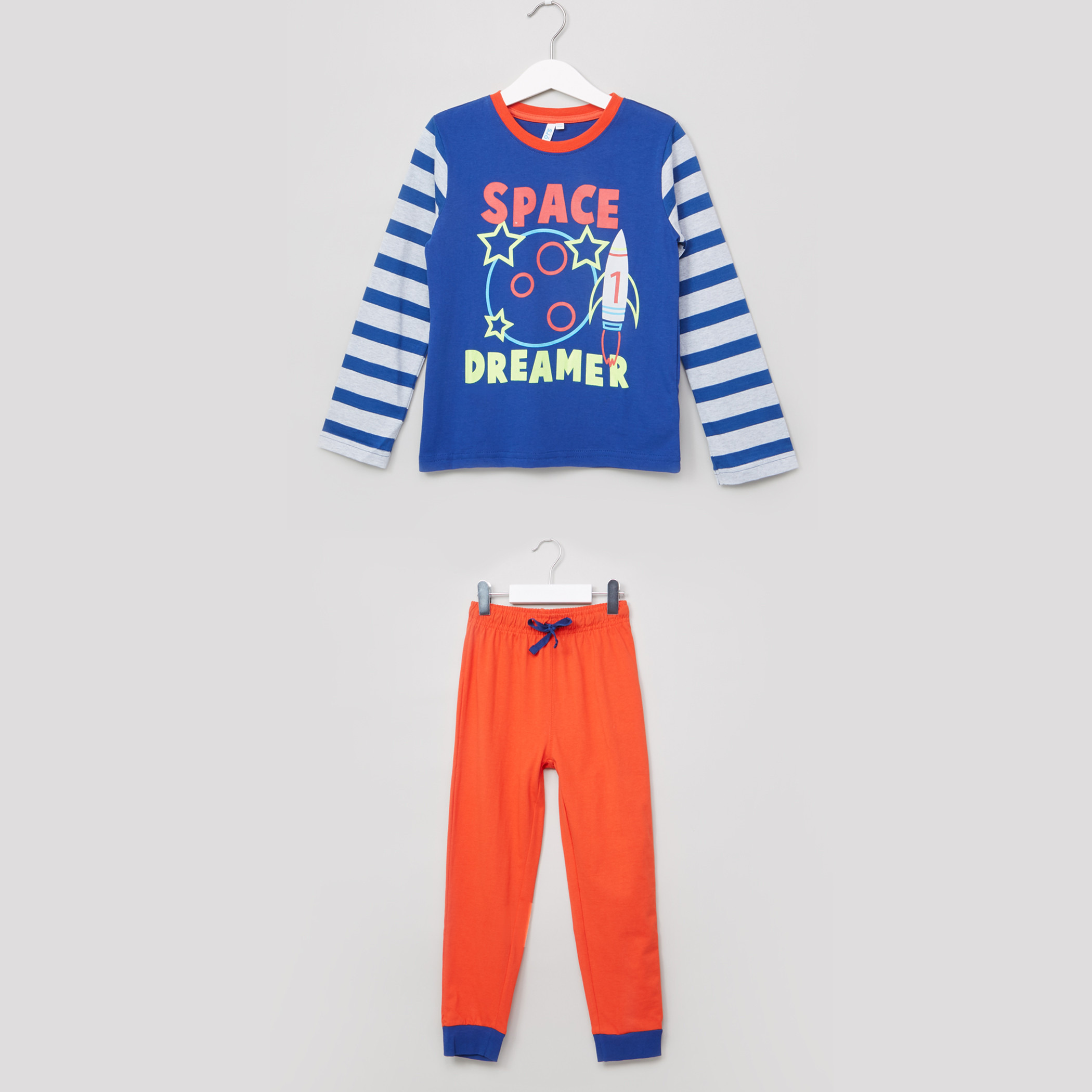 Juniors Printed T-Shirt with Full Length Jog Pants-boys-clothing-nightwear-image-1