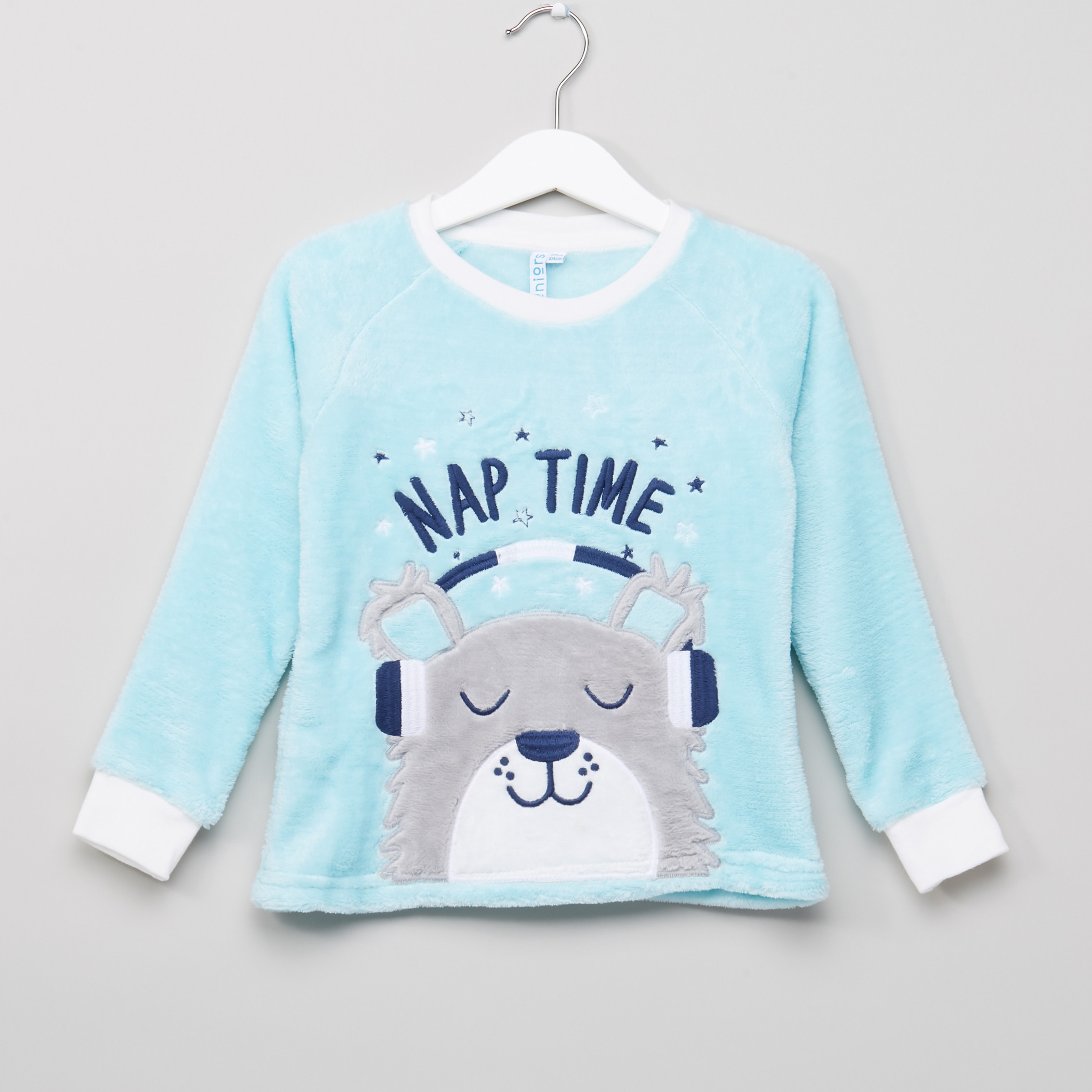 Juniors Bear Face Fleece Pyjama Set-boys-clothing-setsandcoords-image-2