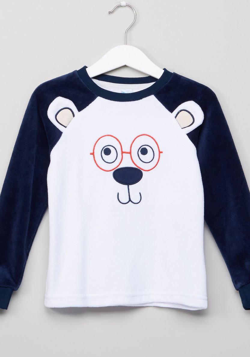 Juniors Bear Face Velour Pyjama Set-Clothes Sets-image-1