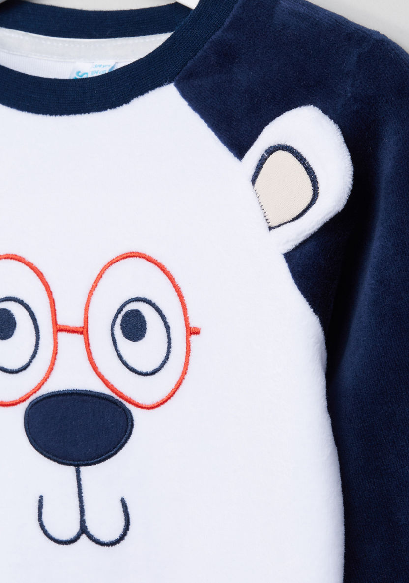 Juniors Bear Face Velour Pyjama Set-Clothes Sets-image-2