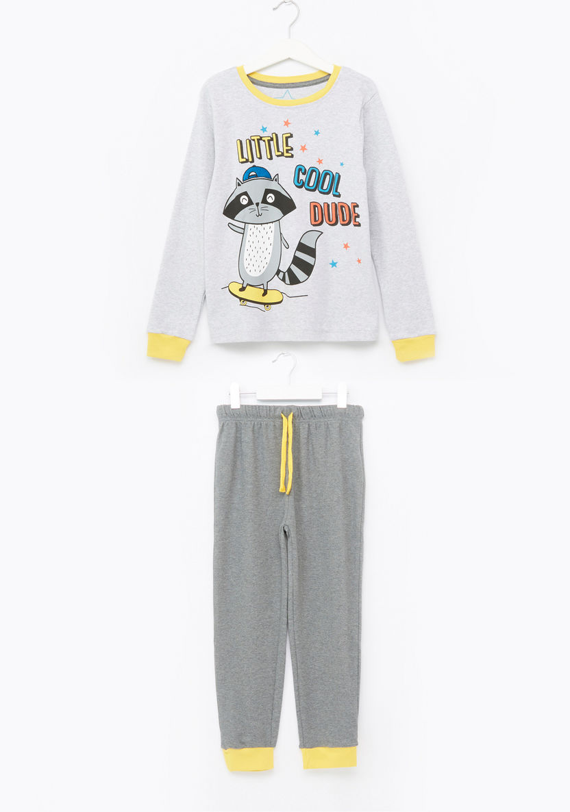Juniors Little Adventure Printed T-shirt with Jog Pants-Nightwear-image-0