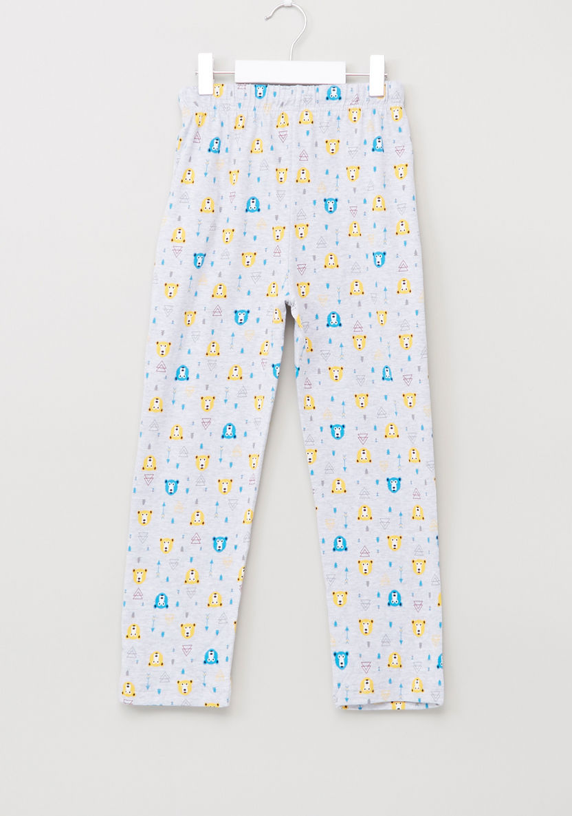 Juniors Bear Printed Long Sleeves Shirt and Pyjama Set-Nightwear-image-6