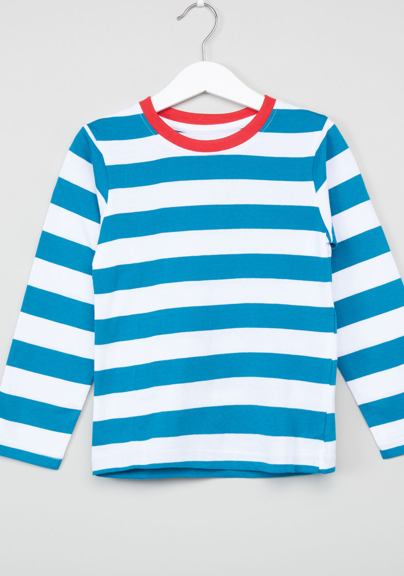 Juniors Striped T-shirt with Jog Pants-Nightwear-image-1