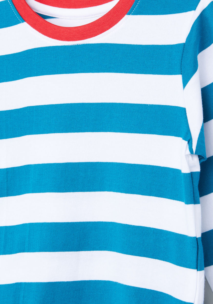 Juniors Striped T-shirt with Jog Pants-Nightwear-image-3
