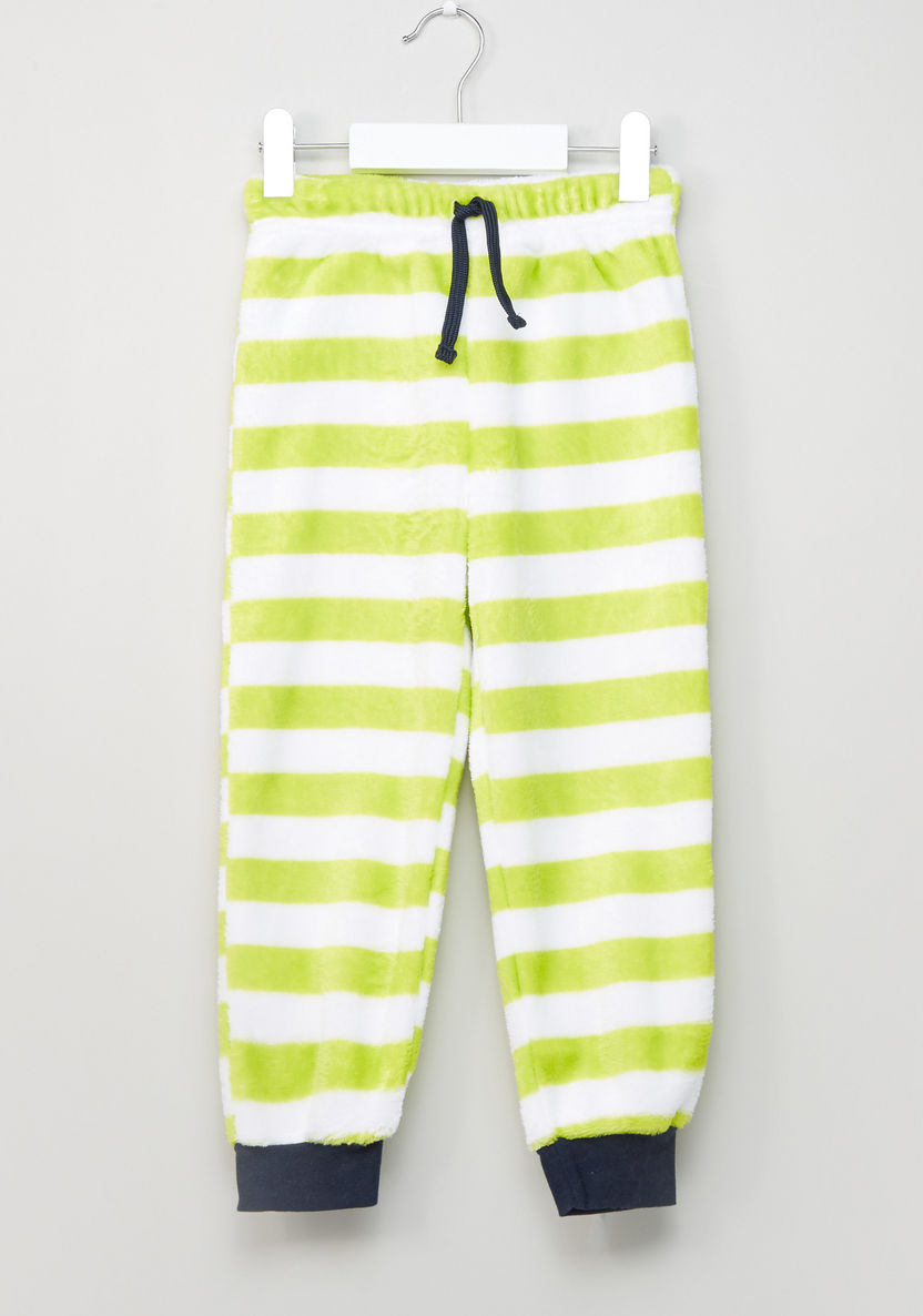 Juniors Plush Applique Detail T-shirt with Striped Jog Pants-Nightwear-image-4