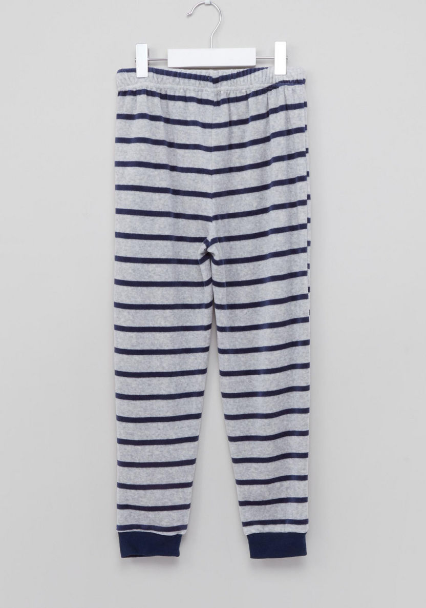 Juniors Applique Detail Raglan Sleeves T-shirt with Striped Jog Pants-Clothes Sets-image-0