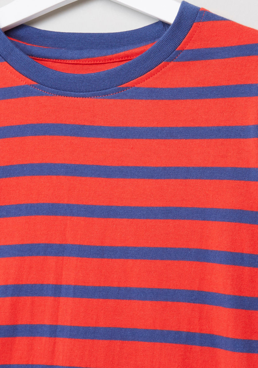 Juniors Striped T-shirt with Jog Pants-Clothes Sets-image-2