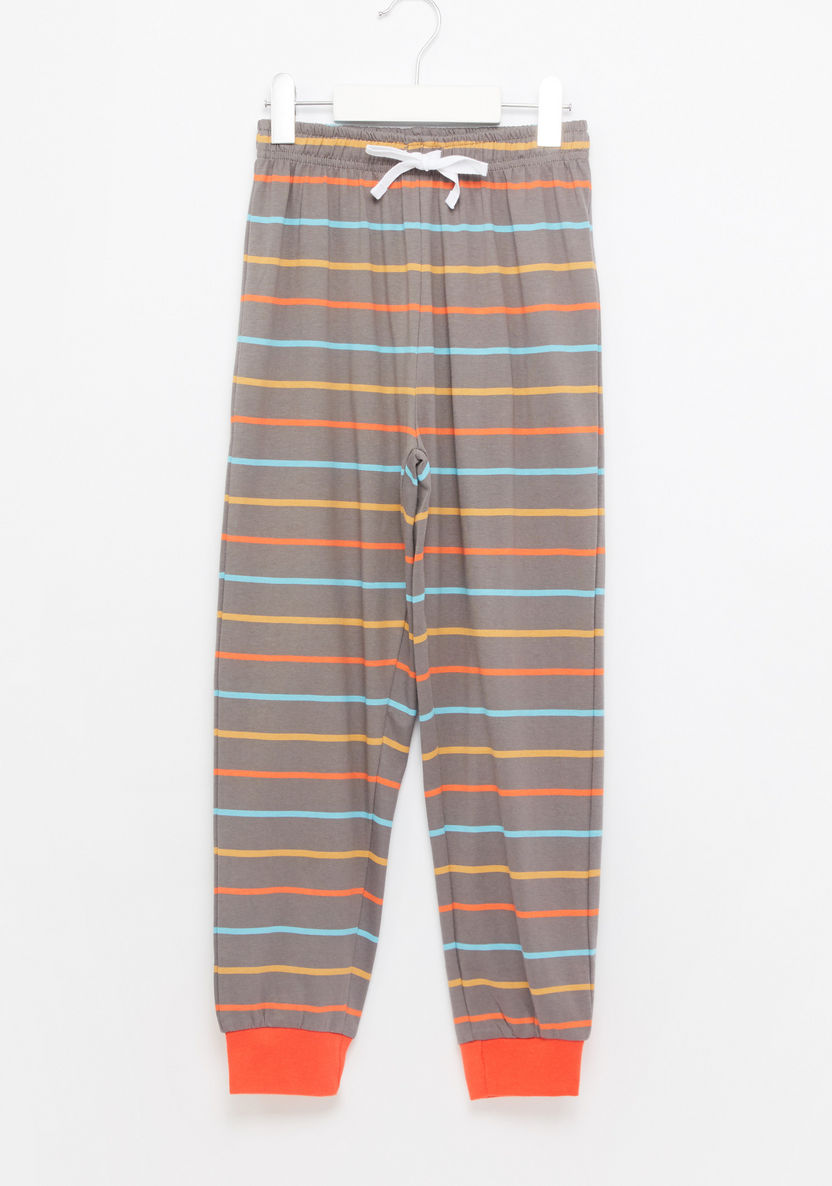 Juniors Striped T-shirt with Jog Pants-Clothes Sets-image-3