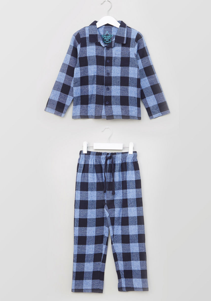 Juniors Classis Checked Shirt and Pyjama Set-Nightwear-image-0
