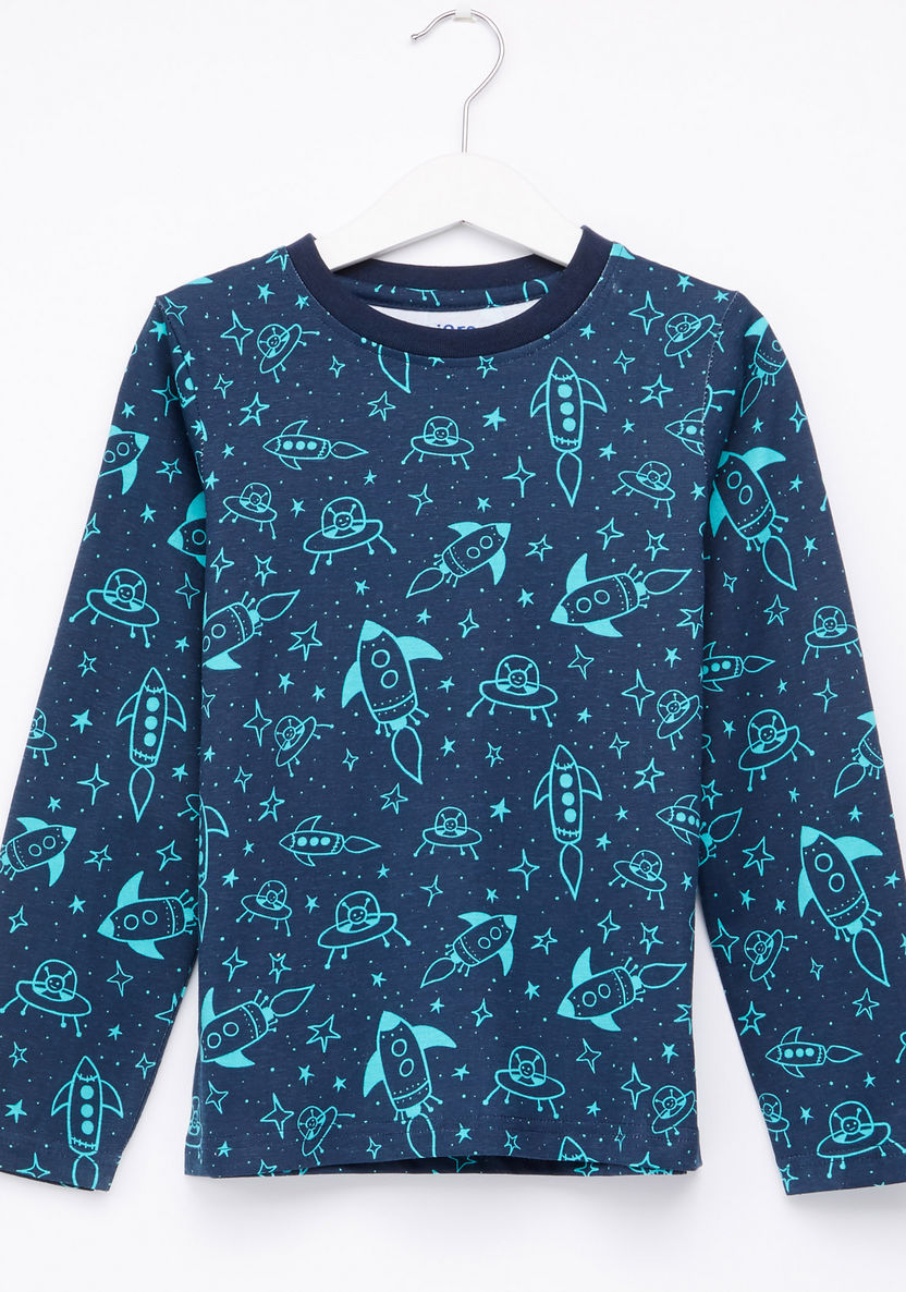 Juniors Space Detail T-shirt and Pyjama Set-Nightwear-image-1