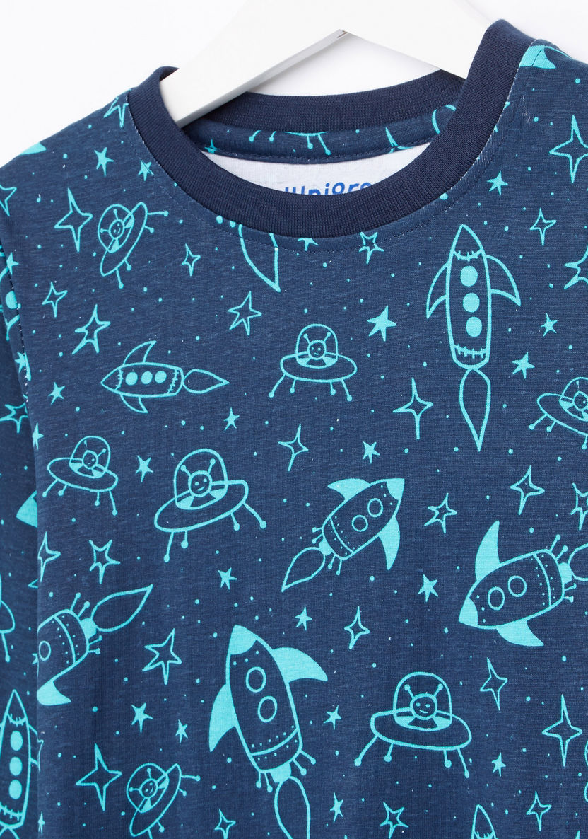 Juniors Space Detail T-shirt and Pyjama Set-Nightwear-image-2