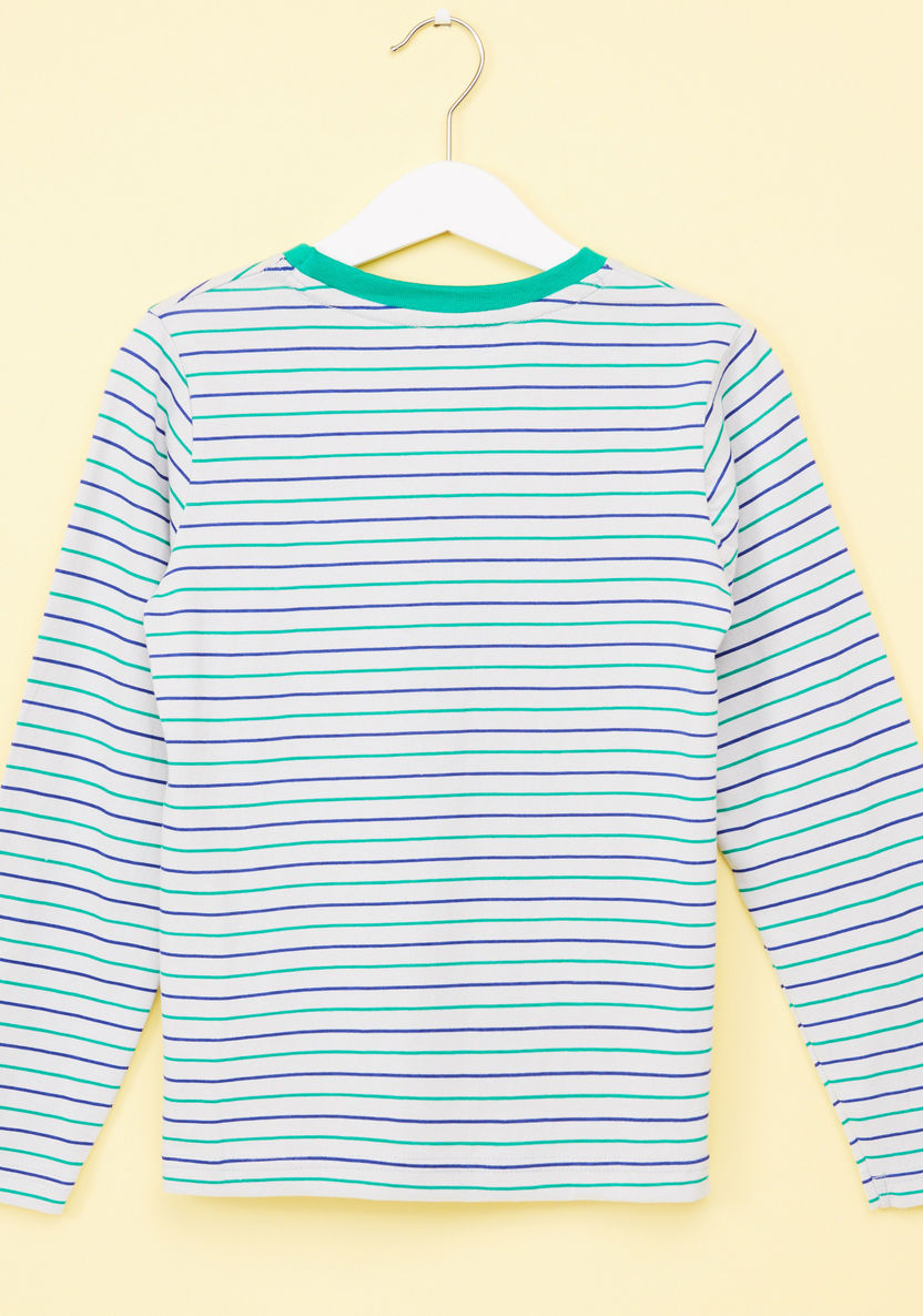 Juniors Striped Long Sleeves T-shirt with Jog Pants-Nightwear-image-3