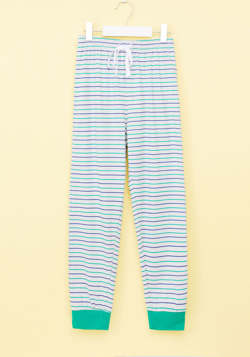 Juniors Striped Long Sleeves T-shirt with Jog Pants-Nightwear-image-4