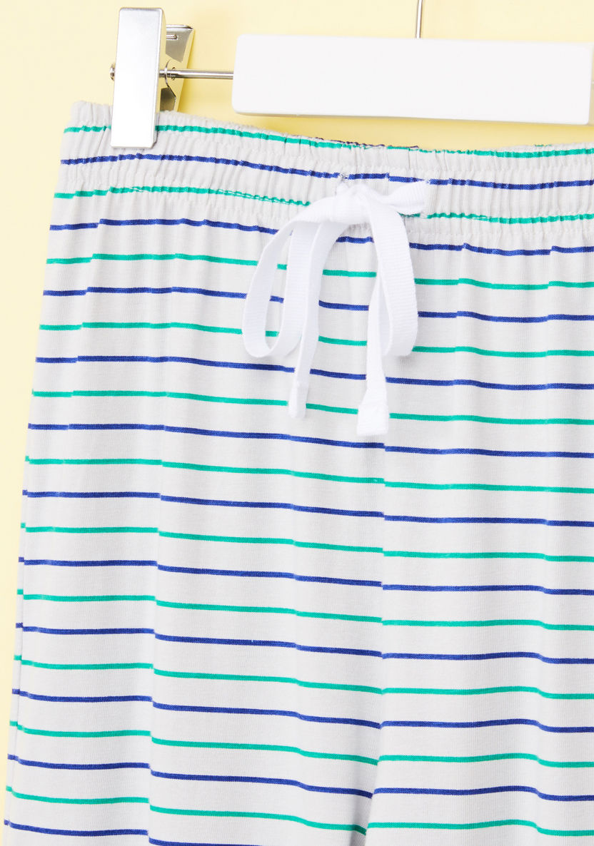 Juniors Striped Long Sleeves T-shirt with Jog Pants-Nightwear-image-5