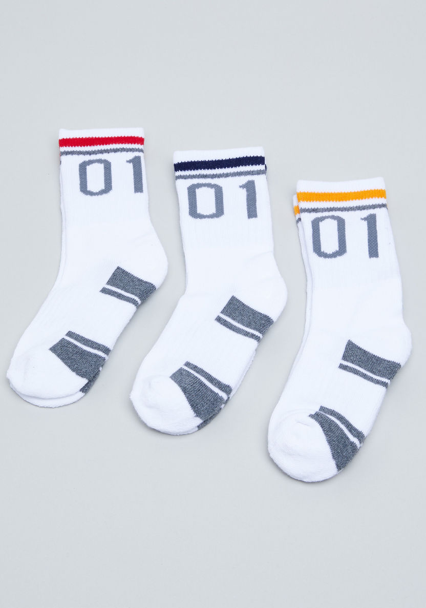 Juniors Textured Sports Socks - Set of 3-Socks-image-0