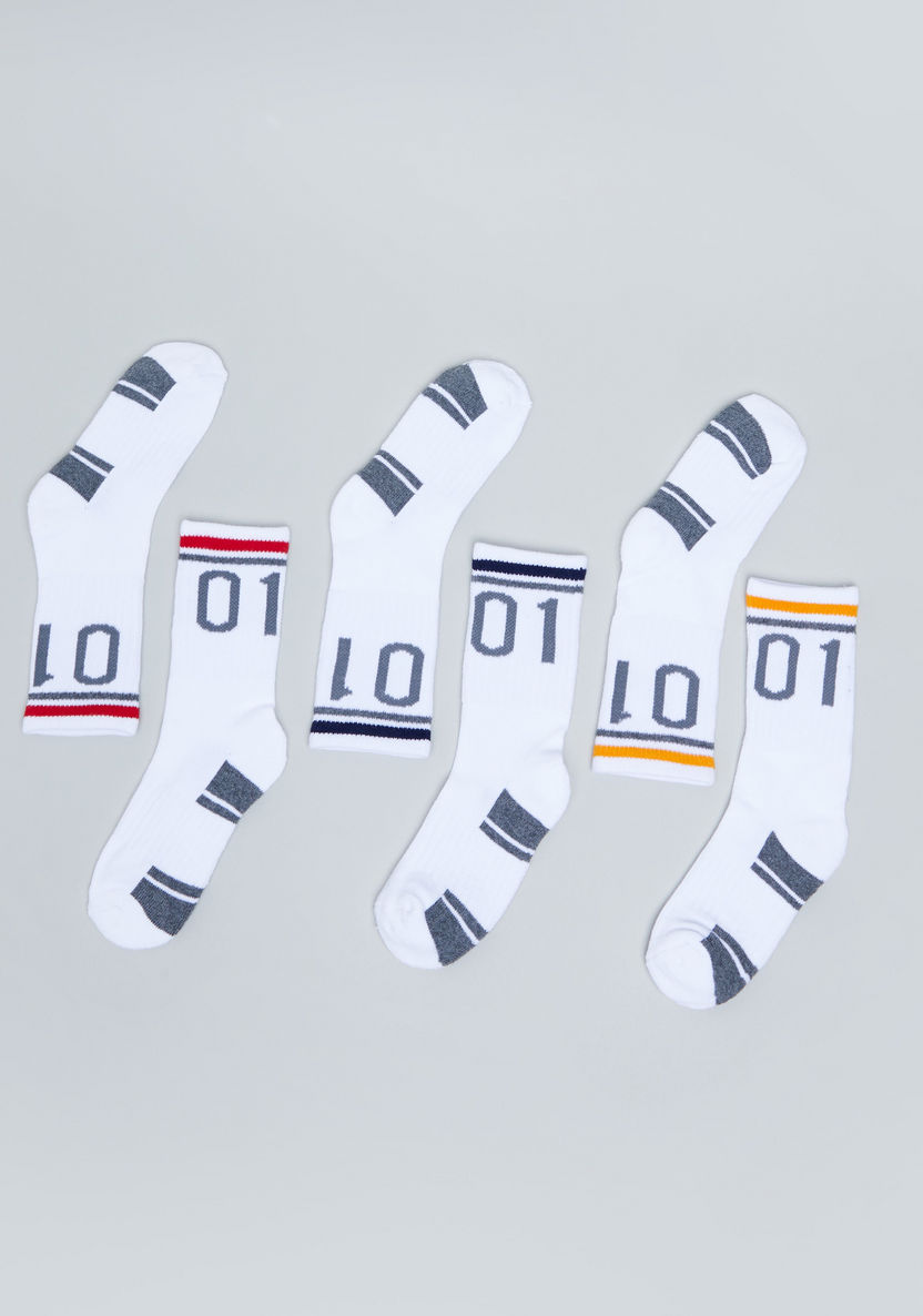 Juniors Textured Sports Socks - Set of 3-Socks-image-1