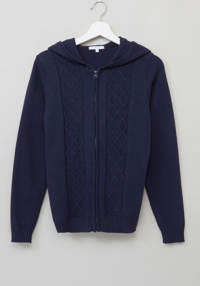 Juniors Knitwear with Zipper and Hoodie-Coats and Jackets-image-0