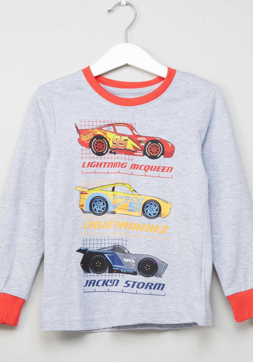 Cars Printed Long Sleeves T-shirt with Jog Pants - Set of 2-Clothes Sets-image-1