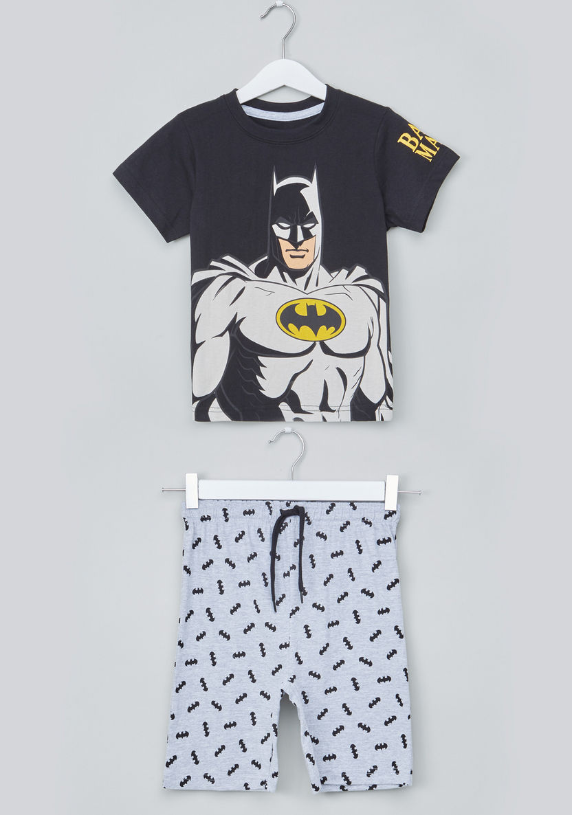 Batman Printed T-shirt with Shorts-Pyjama Sets-image-0