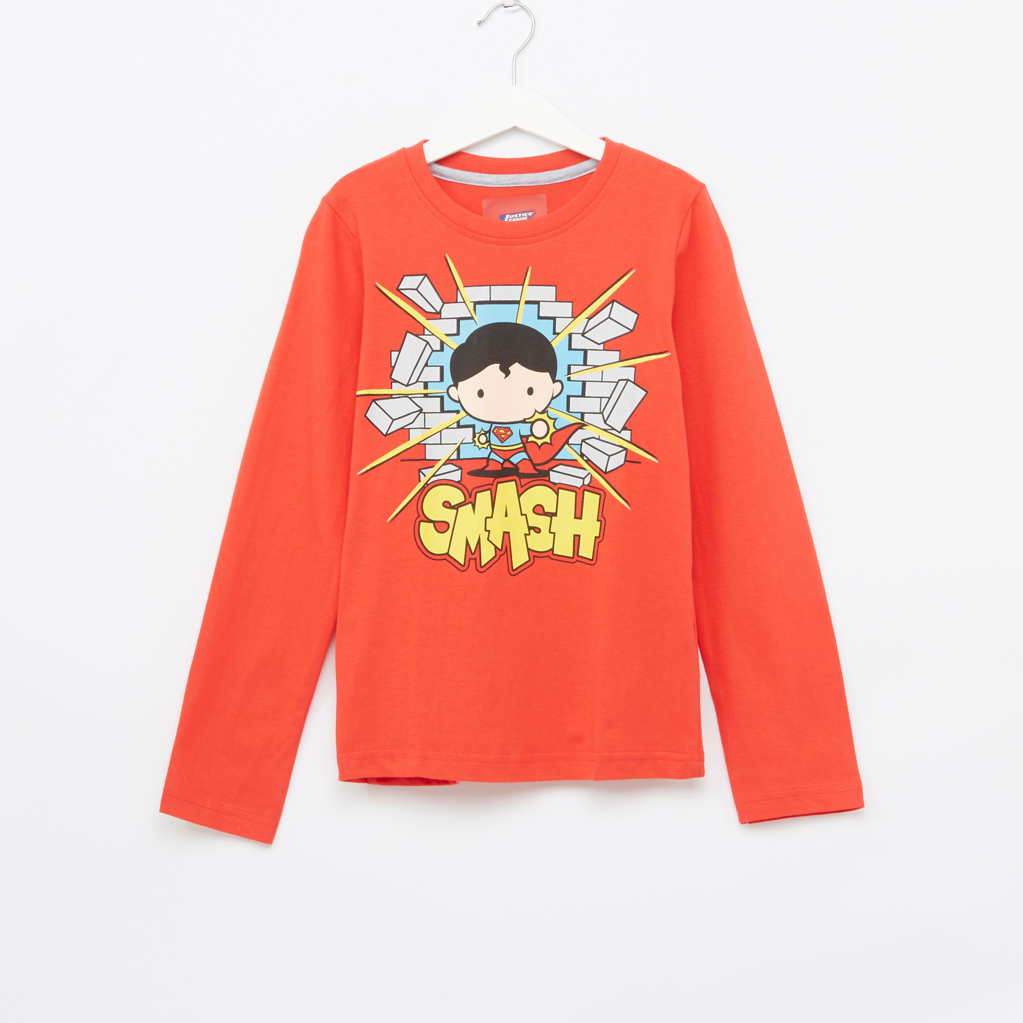 Justice League Printed Long Sleeves T-Shirt with Jog Pants - Set of 2-boys-clothing-nightwear-image-2