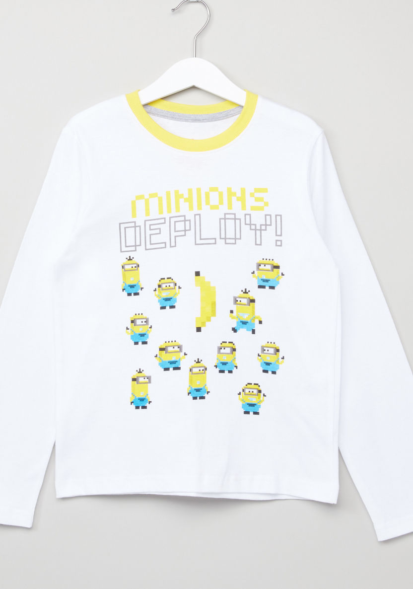 Minions Printed T-shirt and Pyjama Set-Clothes Sets-image-1