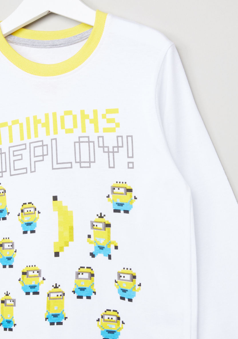 Minions Printed T-shirt and Pyjama Set-Clothes Sets-image-2