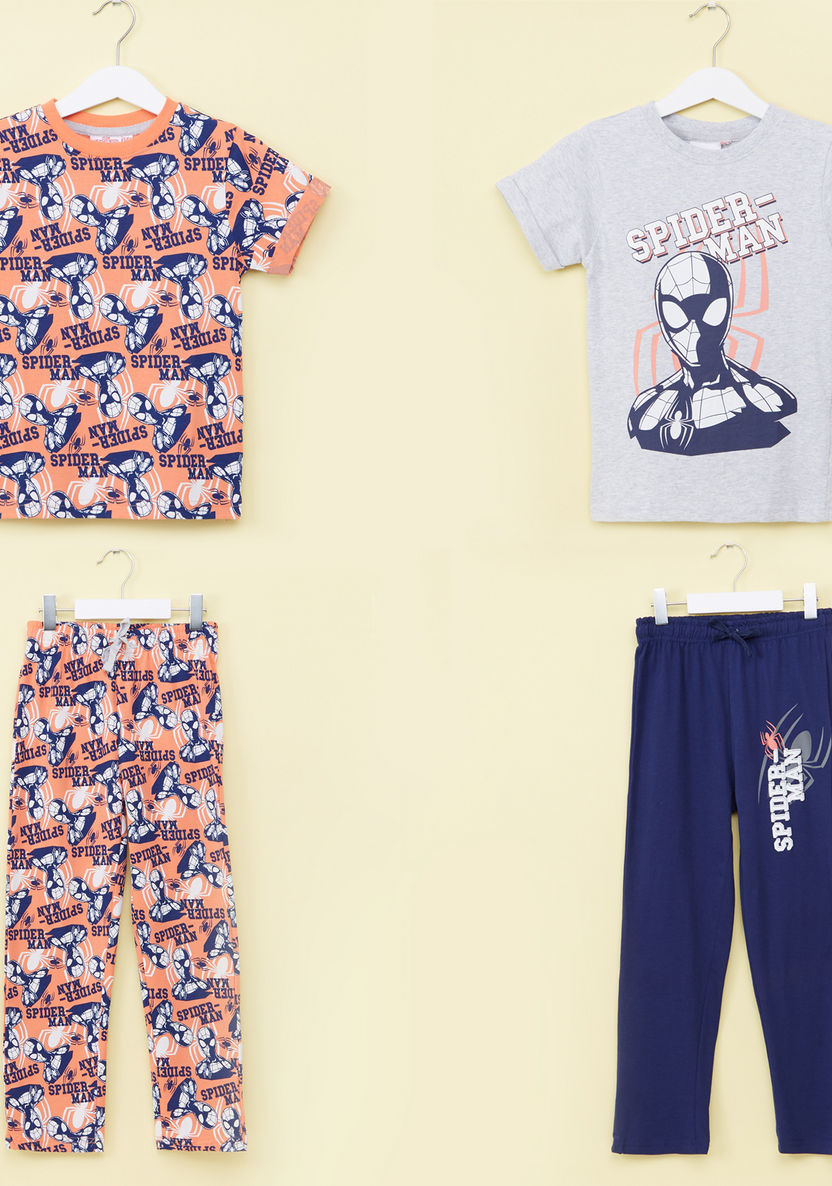 Spiderman Printed T-shirt and Pyjama - Set of 2-Nightwear-image-0