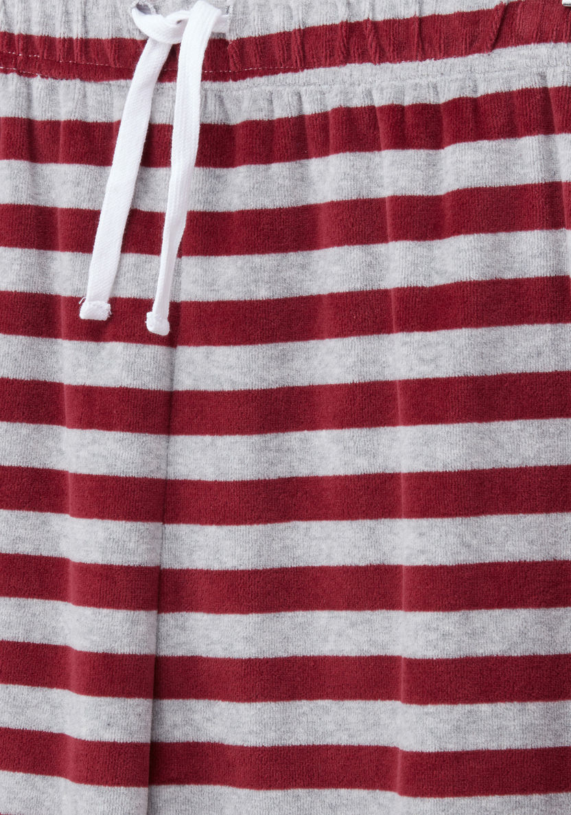 Juniors Printed T-shirt with Striped Jog Pants-Nightwear-image-4