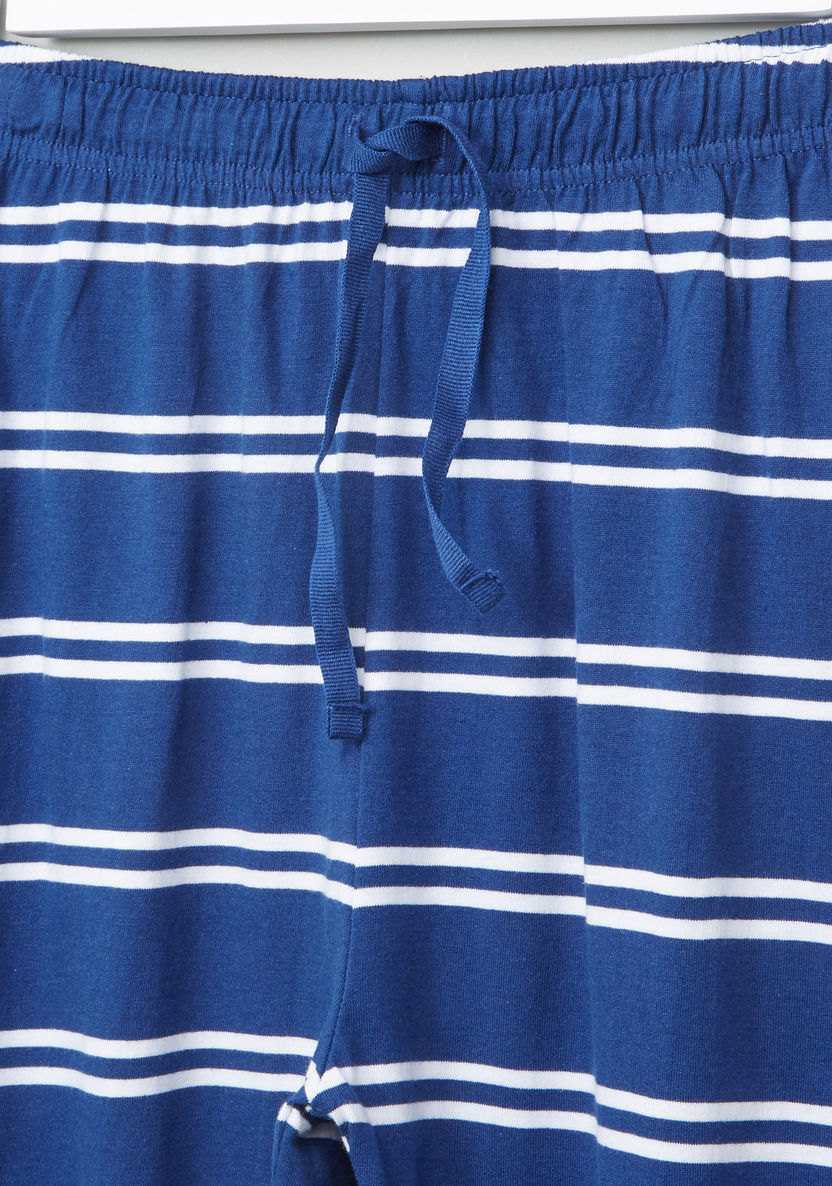 Juniors Striped Long Sleeves T-shirt with Jog Pants-Nightwear-image-4