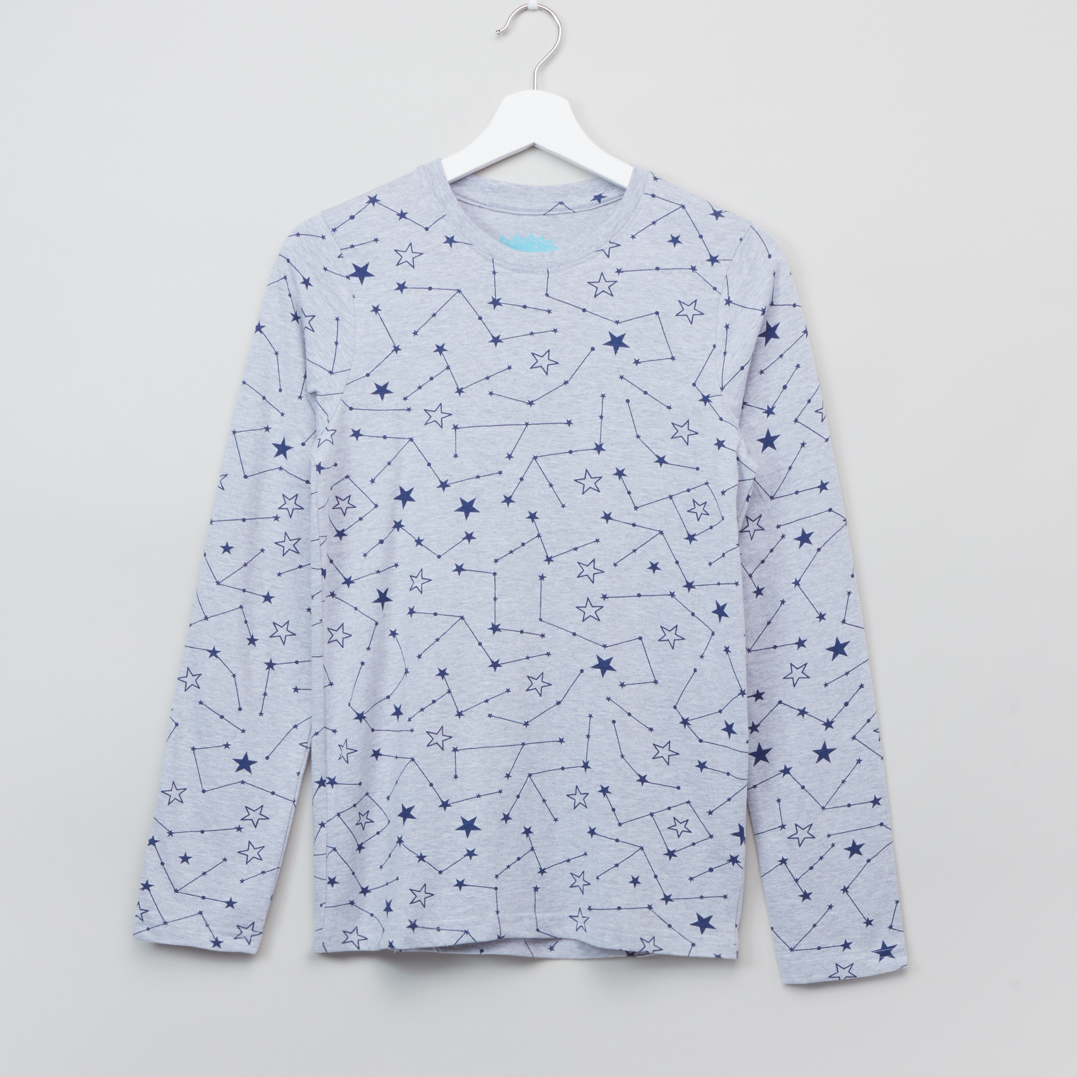 Juniors Printed Long Sleeves T-Shirt with Jog Pants-boys-clothing-nightwear-image-2