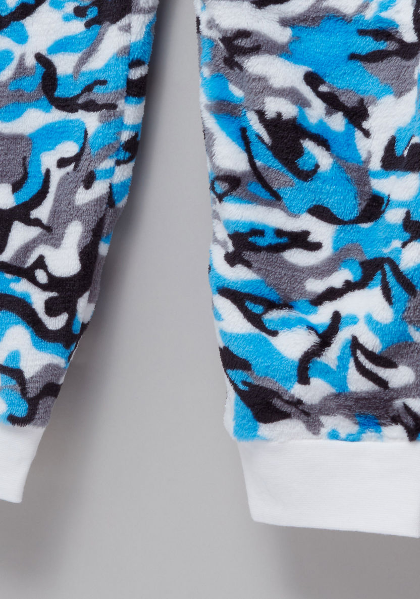 Juniors Printed Raglan Sleeves T-shirt and Camouflage Jog Pants-Nightwear-image-4