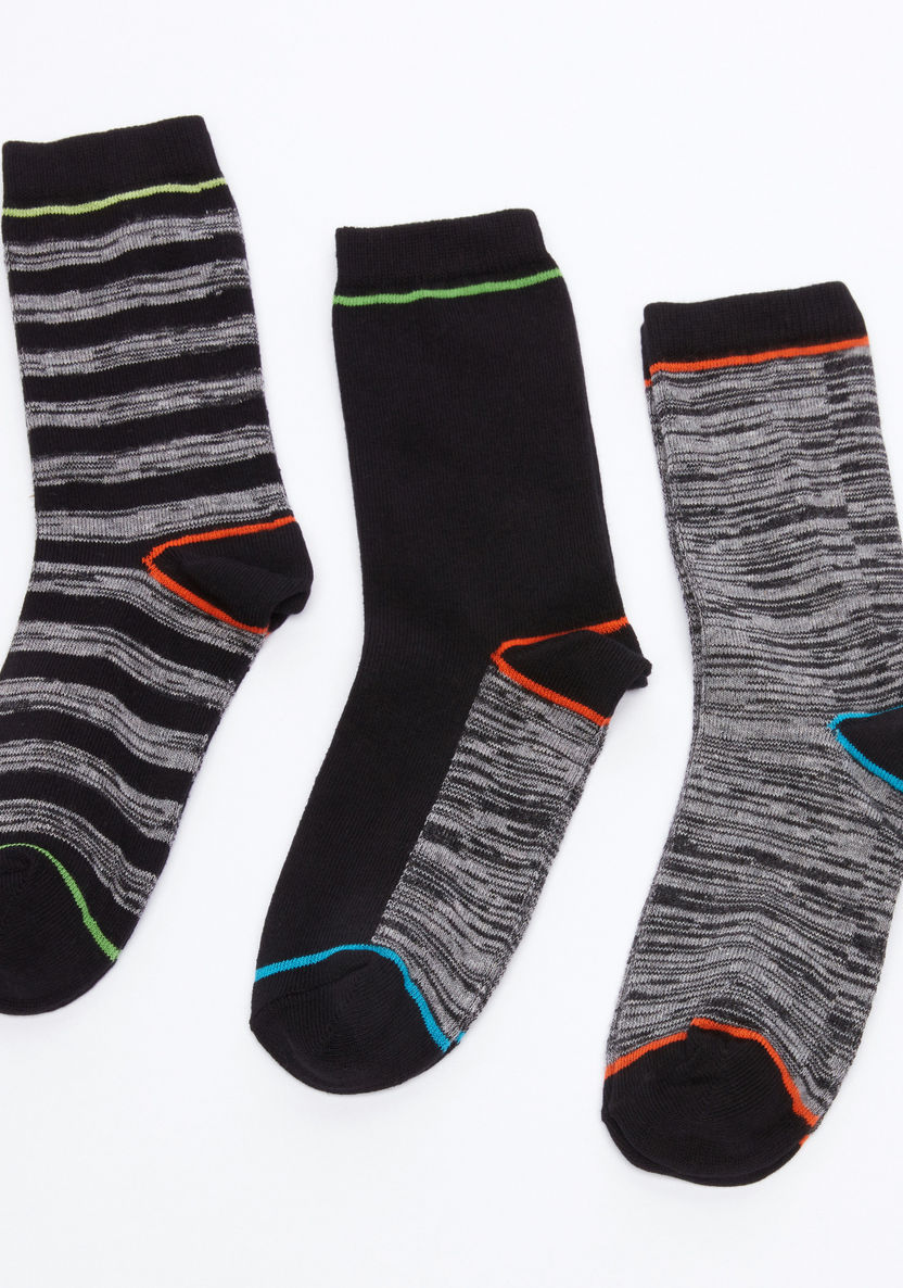 Juniors Striped Crew Length Socks - Set of 3-Socks-image-0