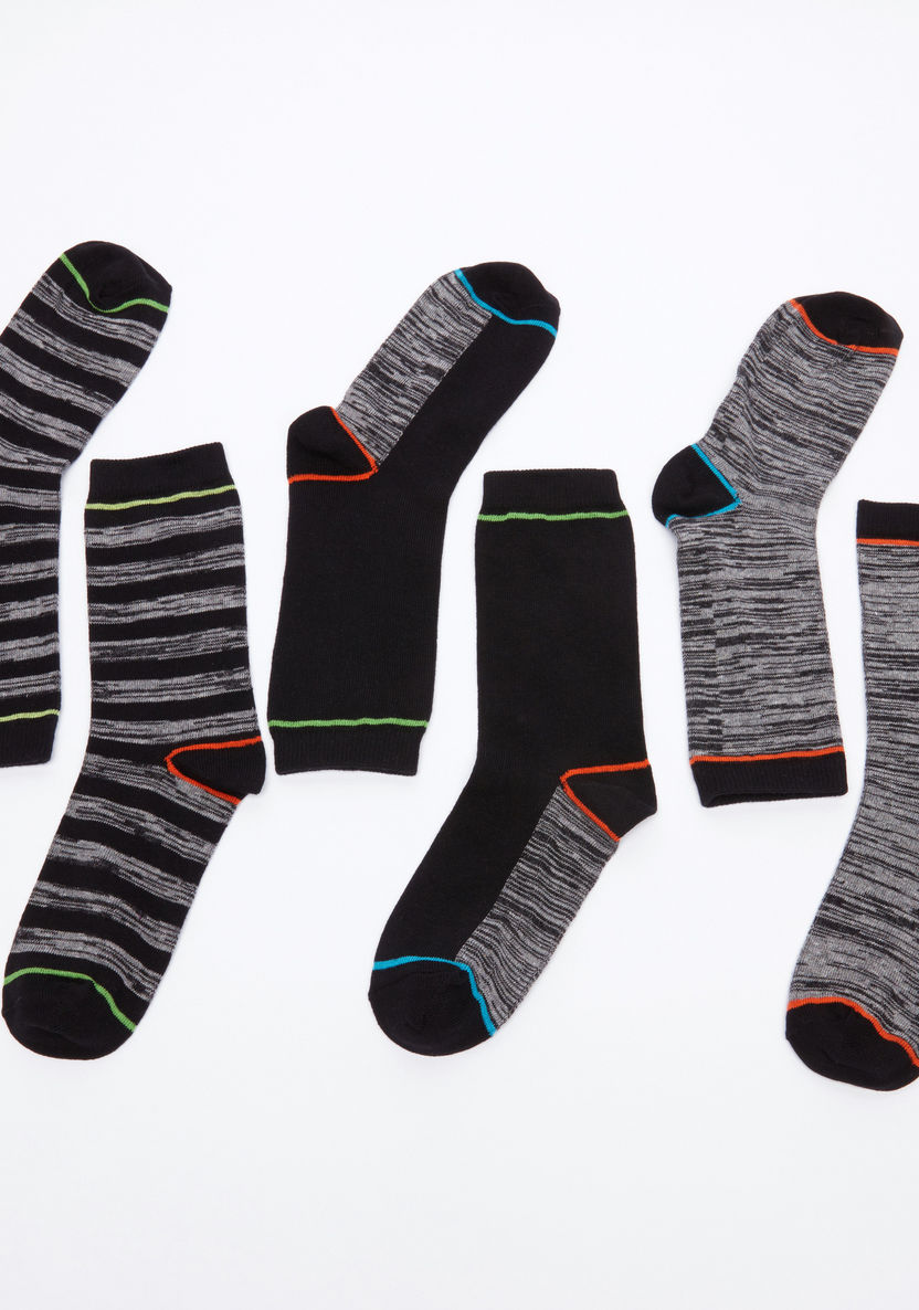 Juniors Striped Crew Length Socks - Set of 3-Socks-image-1