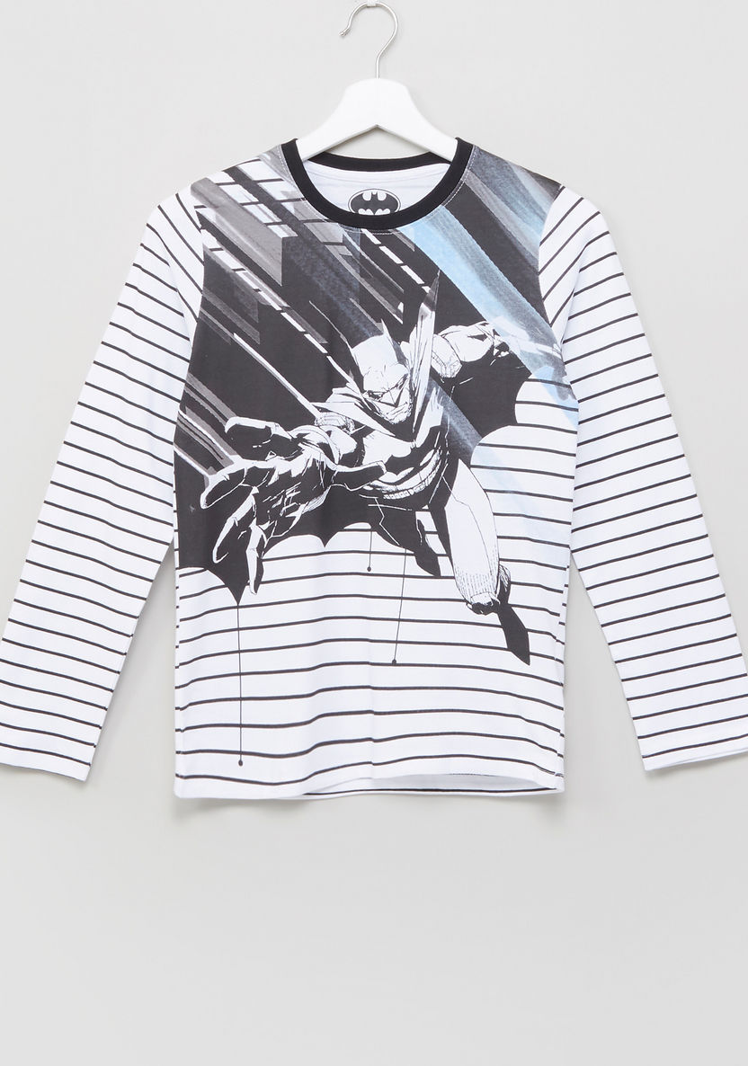 Batman Printed T-shirt and Full Length Pyjama Set-Nightwear-image-1