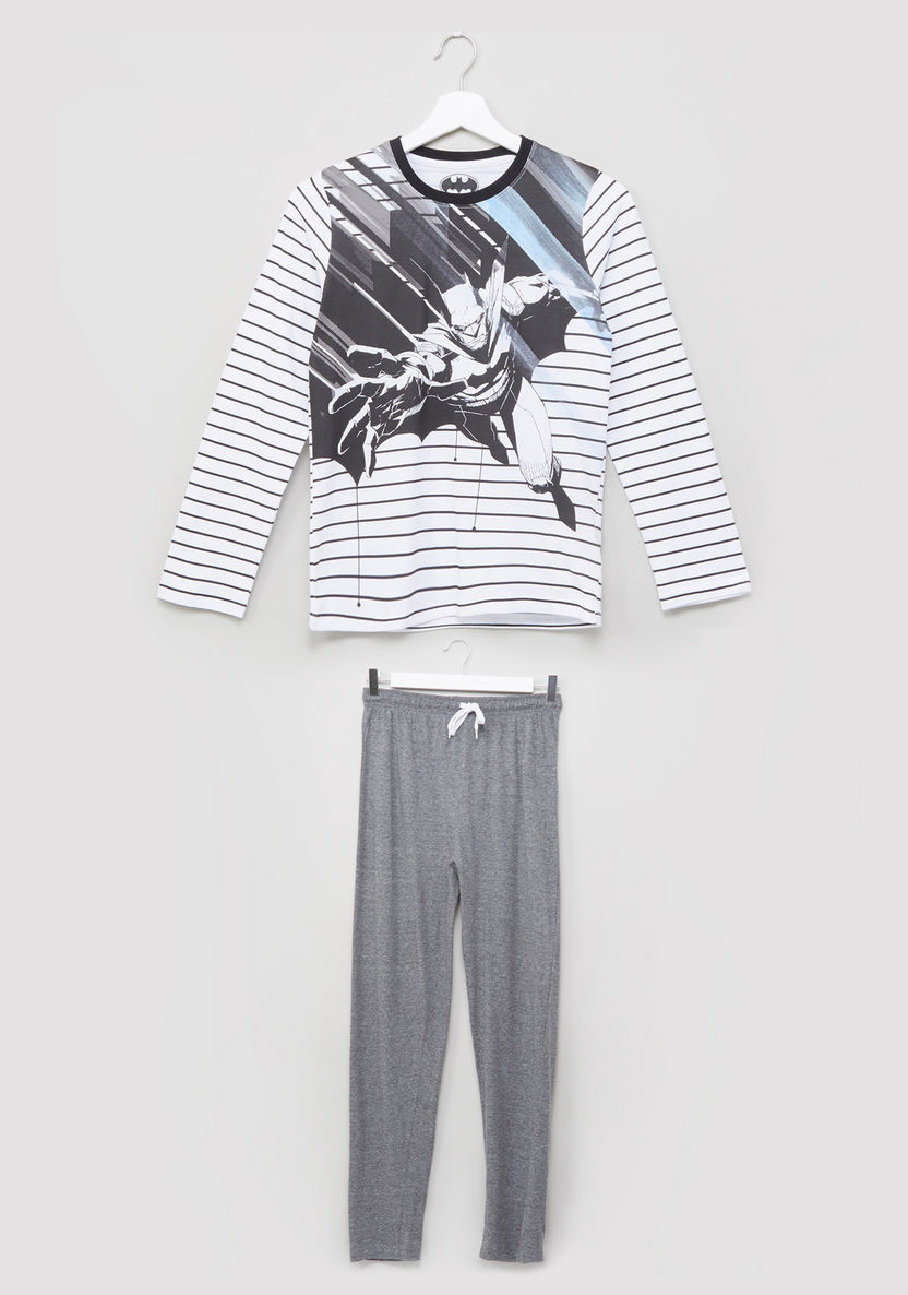 Batman Printed T-shirt and Full Length Pyjama Set-Nightwear-image-0